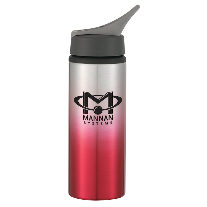 Custom Gradient Colour Aluminum Sport Bottle with Straw Lid - 24 oz