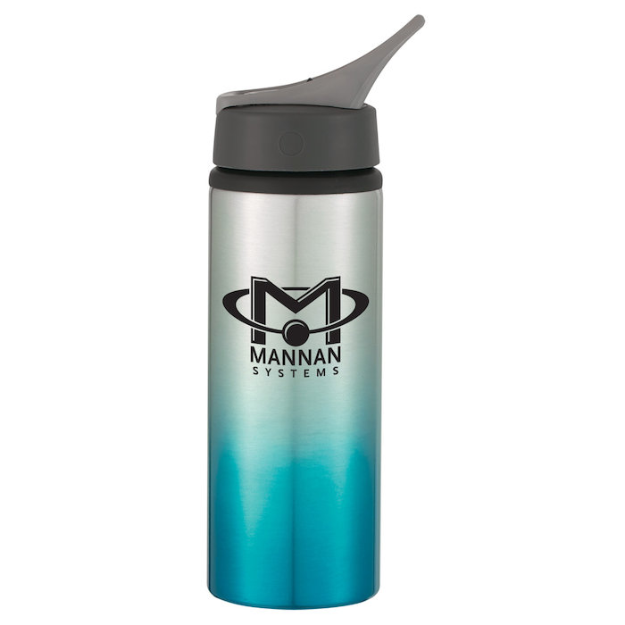 Custom Gradient Colour Aluminum Sport Bottle with Straw Lid - 24 oz
