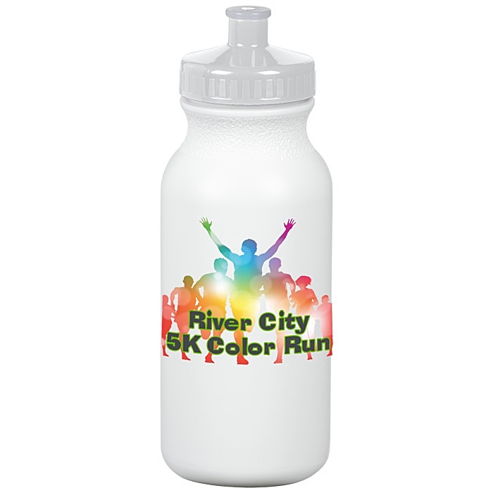 Custom Full Colour Sport Bottle with Push Pull Cap - 20 oz - White