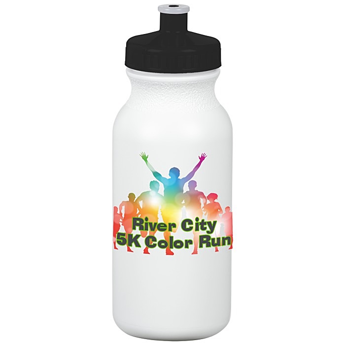 Custom Full Colour Sport Bottle with Push Pull Cap - 20 oz - White