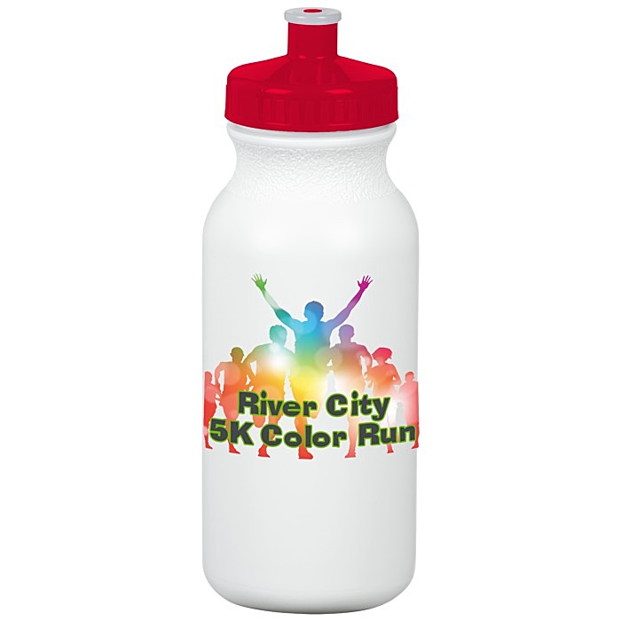 Custom Full Colour Sport Bottle with Push Pull Cap - 20 oz - White