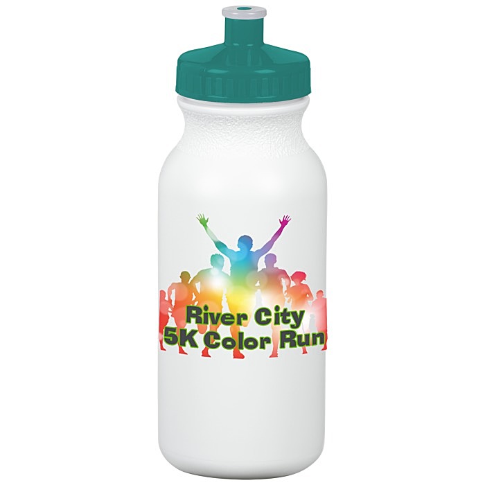 Custom Full Colour Sport Bottle with Push Pull Cap - 20 oz - White