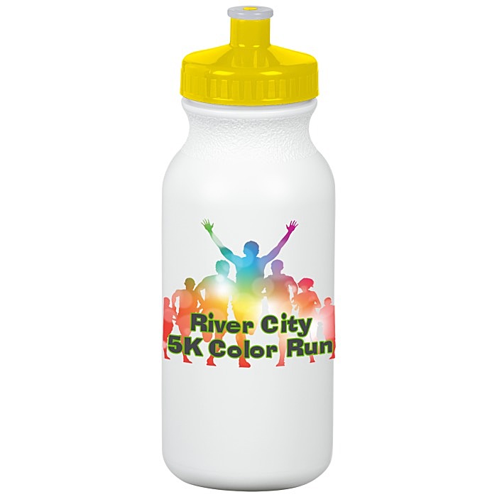 Custom Full Colour Sport Bottle with Push Pull Cap - 20 oz - White