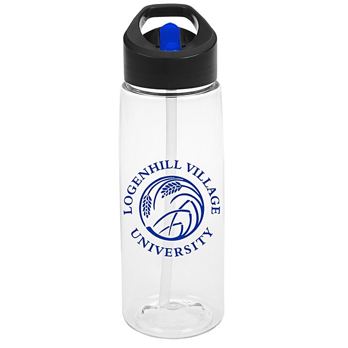 Custom Clear Impact Flair Bottle Two-Tone Flip Straw Lid - 26 oz