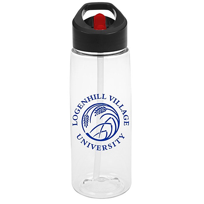 Custom Clear Impact Flair Bottle Two-Tone Flip Straw Lid - 26 oz