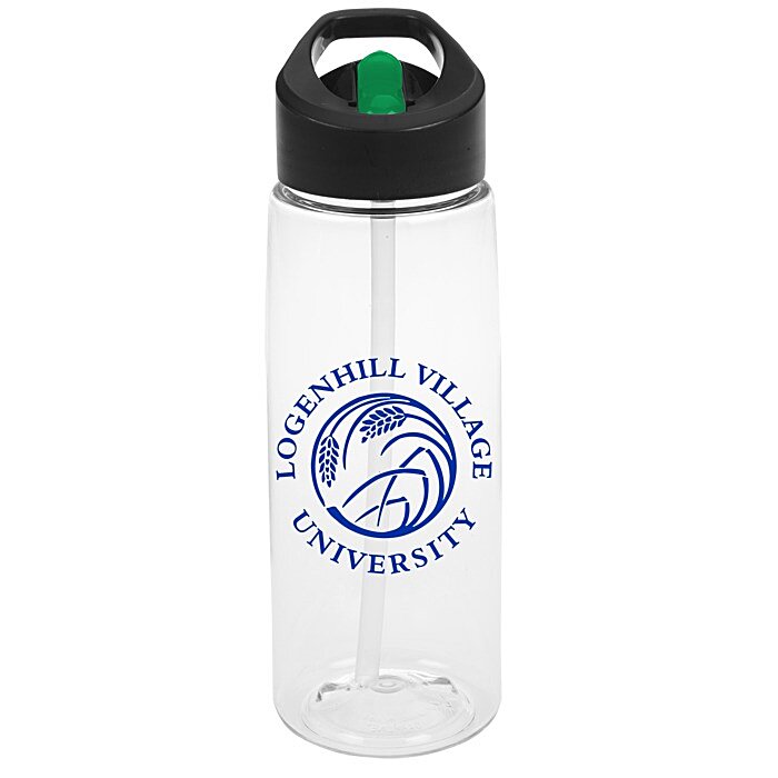 Custom Clear Impact Flair Bottle Two-Tone Flip Straw Lid - 26 oz