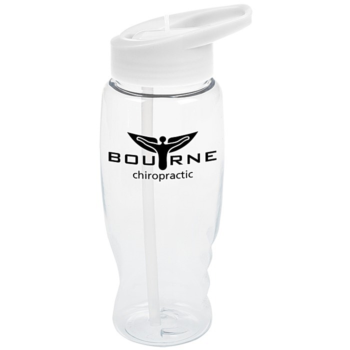 Custom Clear Impact Comfort Grip Bottle with Flip Straw Lid - 27 oz