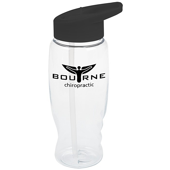 Custom Clear Impact Comfort Grip Bottle with Flip Straw Lid - 27 oz