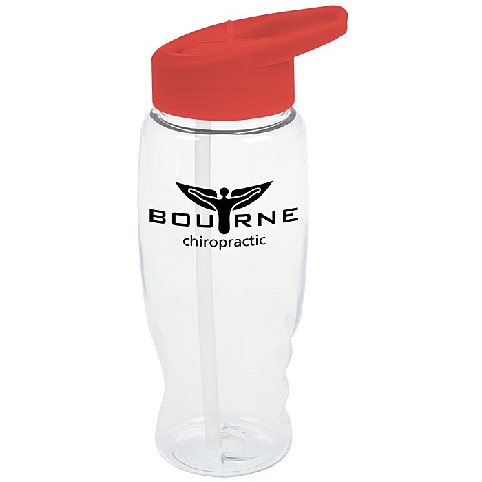 Custom Clear Impact Comfort Grip Bottle with Flip Straw Lid - 27 oz