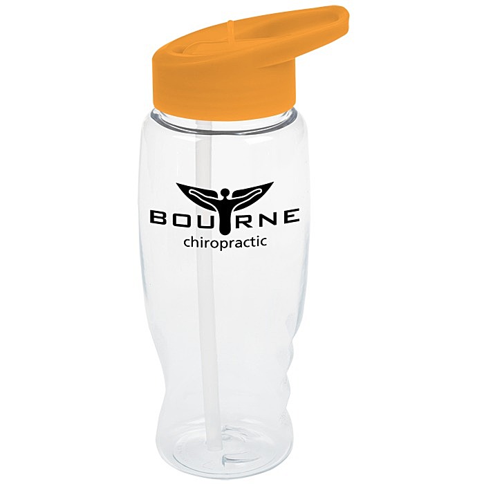 Custom Clear Impact Comfort Grip Bottle with Flip Straw Lid - 27 oz