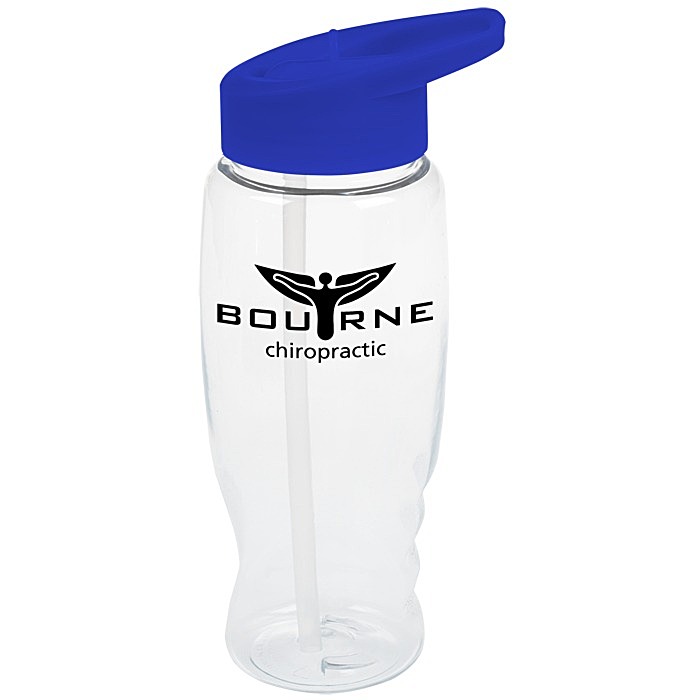 Custom Clear Impact Comfort Grip Bottle with Flip Straw Lid - 27 oz