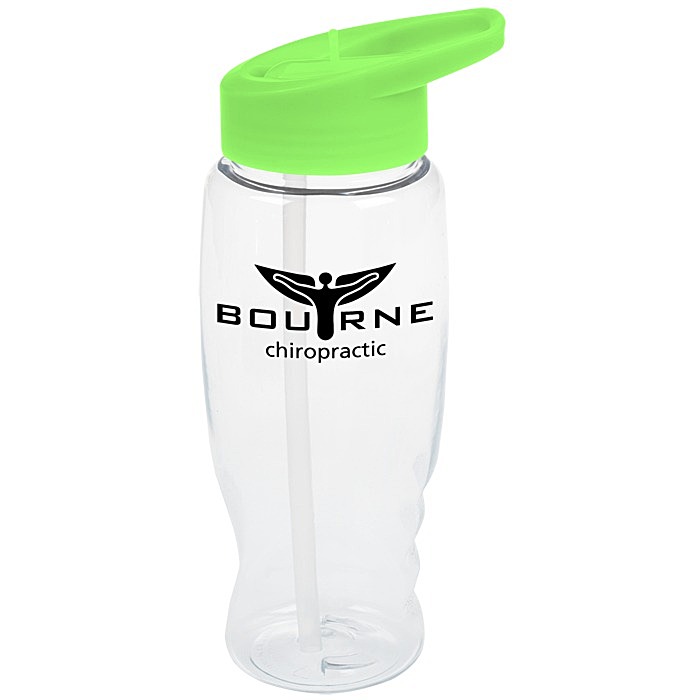 Custom Clear Impact Comfort Grip Bottle with Flip Straw Lid - 27 oz
