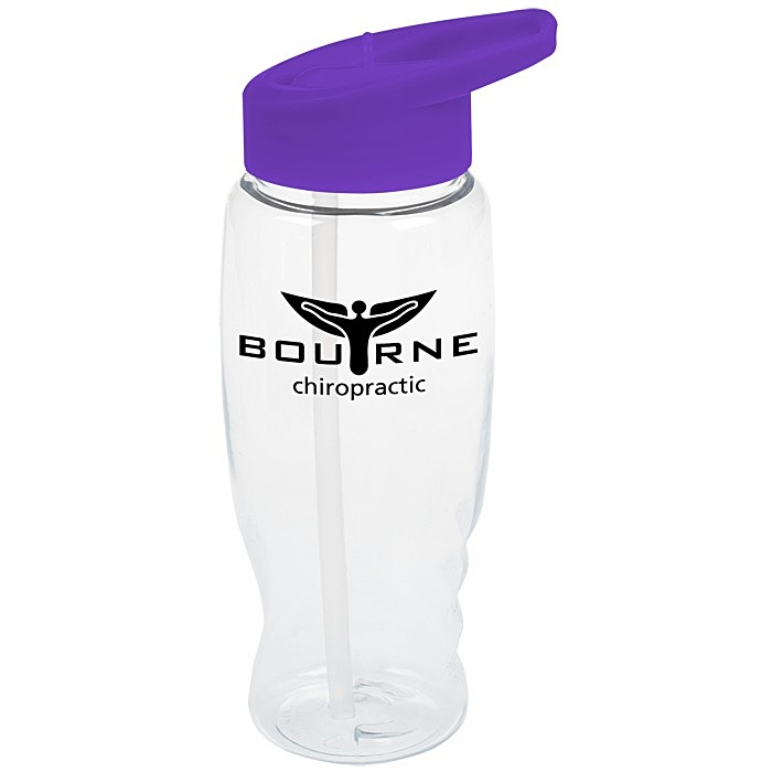 Custom Clear Impact Comfort Grip Bottle with Flip Straw Lid - 27 oz