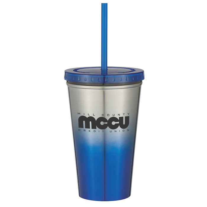 Custom Chroma Stainless Tumbler with Straw - 16 ounces