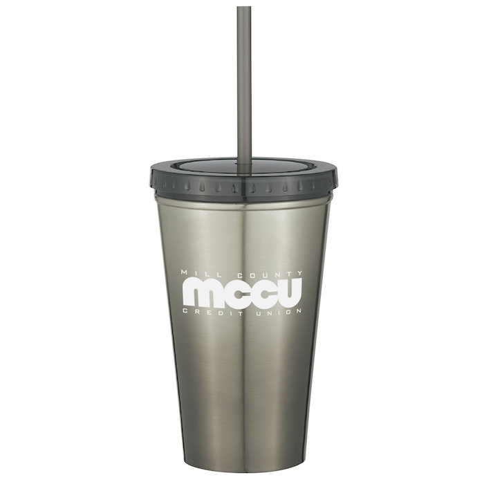 Custom Chroma Stainless Tumbler with Straw - 16 ounces