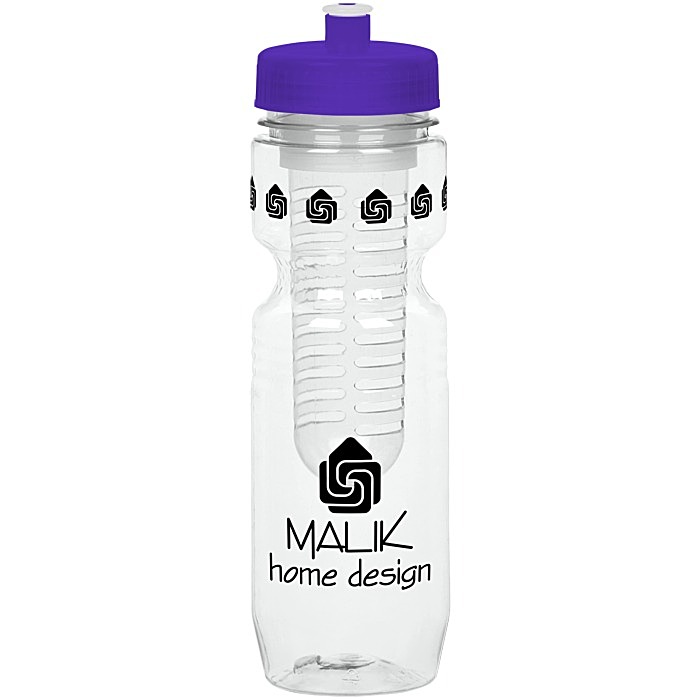 Custom Jogger Infuser Sport Bottle - 25 ounces - Translucent - Push Pull Lid