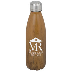 Custom Rockit Claw Stainless Water Bottle - 17 oz - Wood Grain