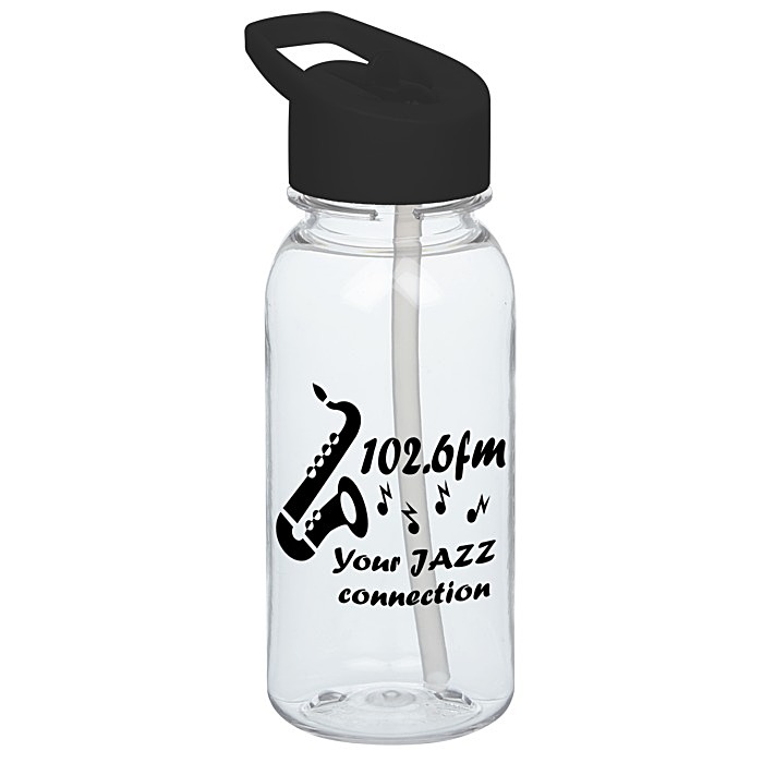 Custom Clear Impact Cadet Water Bottle with Flip Straw Lid - 18 oz