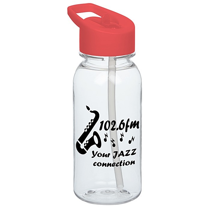 Custom Clear Impact Cadet Water Bottle with Flip Straw Lid - 18 oz