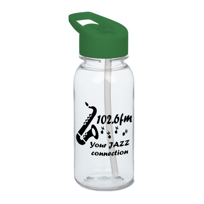Custom Clear Impact Cadet Water Bottle with Flip Straw Lid - 18 oz