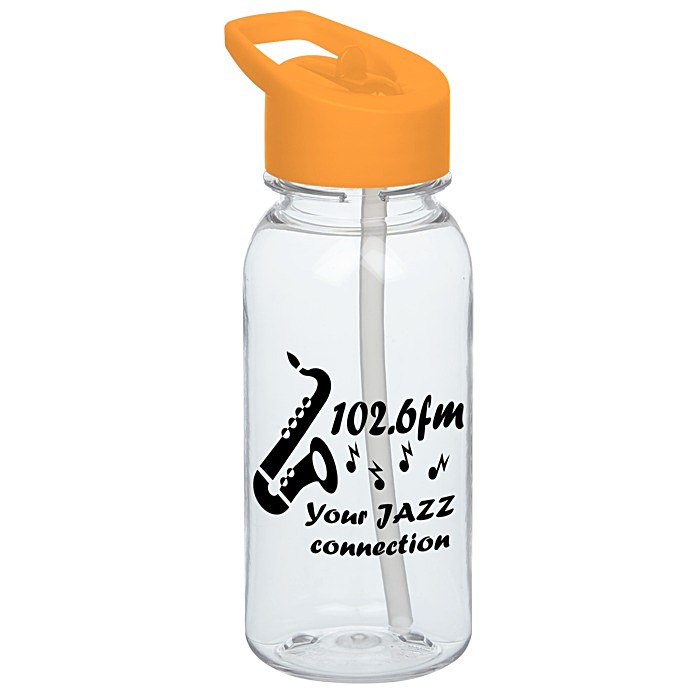 Custom Clear Impact Cadet Water Bottle with Flip Straw Lid - 18 oz