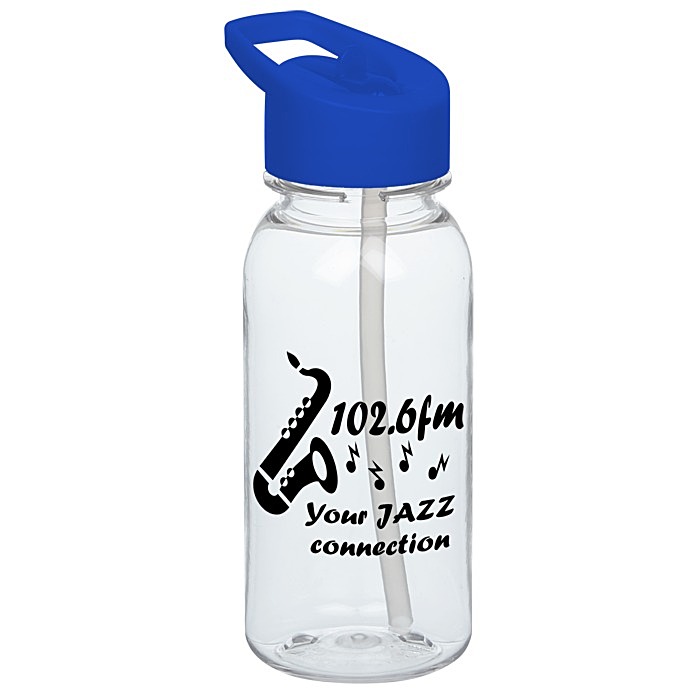 Custom Clear Impact Cadet Water Bottle with Flip Straw Lid - 18 oz