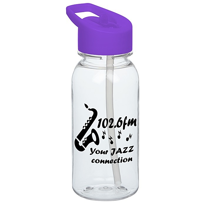 Custom Clear Impact Cadet Water Bottle with Flip Straw Lid - 18 oz