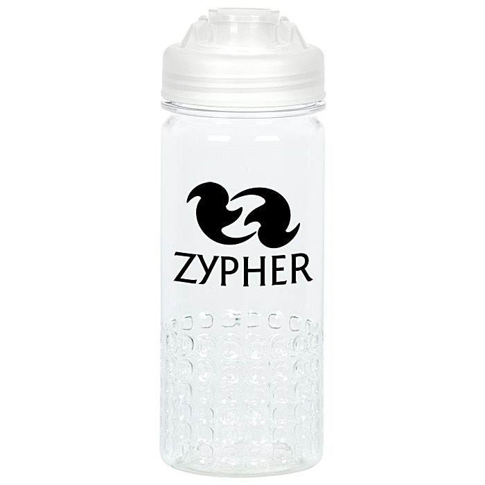 Custom PolySure Out of the Block Water Bottle with Flip Lid - 16 oz - Clear