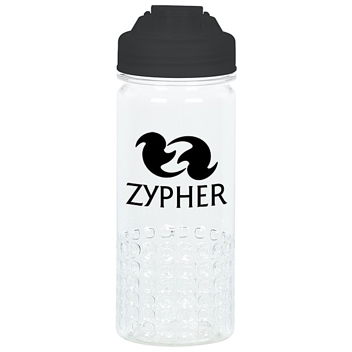 Custom PolySure Out of the Block Water Bottle with Flip Lid - 16 oz - Clear