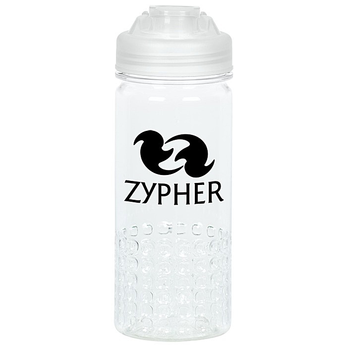 Custom PolySure Out of the Block Water Bottle with Flip Lid - 16 oz - Clear