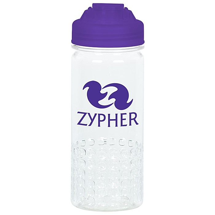 Custom PolySure Out of the Block Water Bottle with Flip Lid - 16 oz - Clear