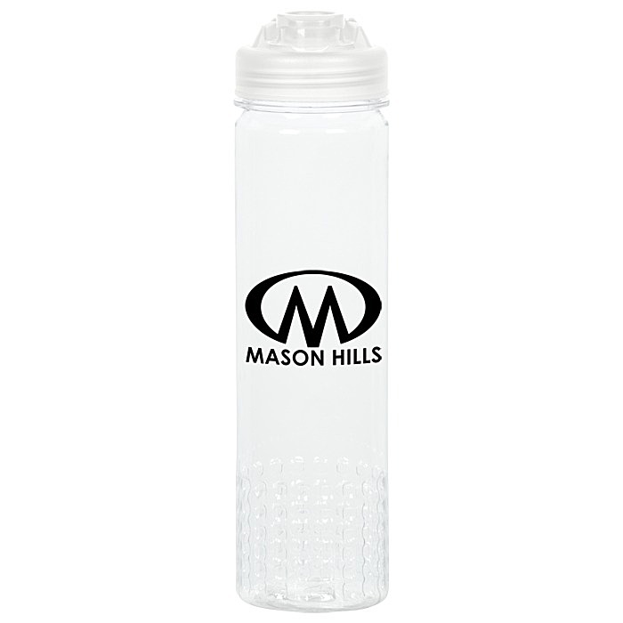 Custom PolySure Out of the Block Water Bottle with Flip Lid - 24 oz - Clear