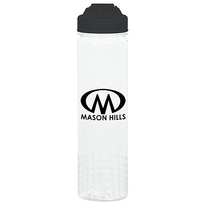 Custom PolySure Out of the Block Water Bottle with Flip Lid - 24 oz - Clear