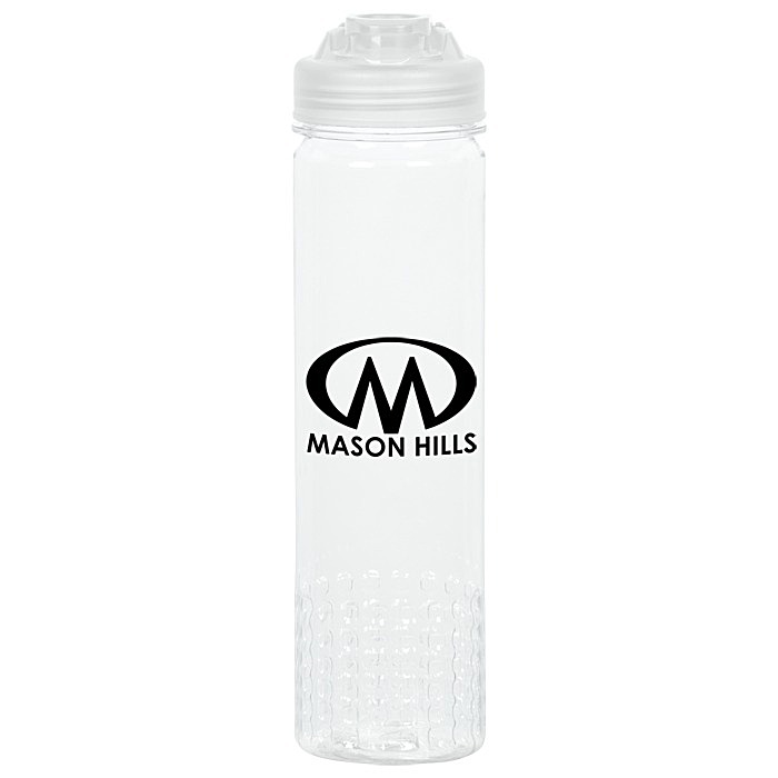 Custom PolySure Out of the Block Water Bottle with Flip Lid - 24 oz - Clear