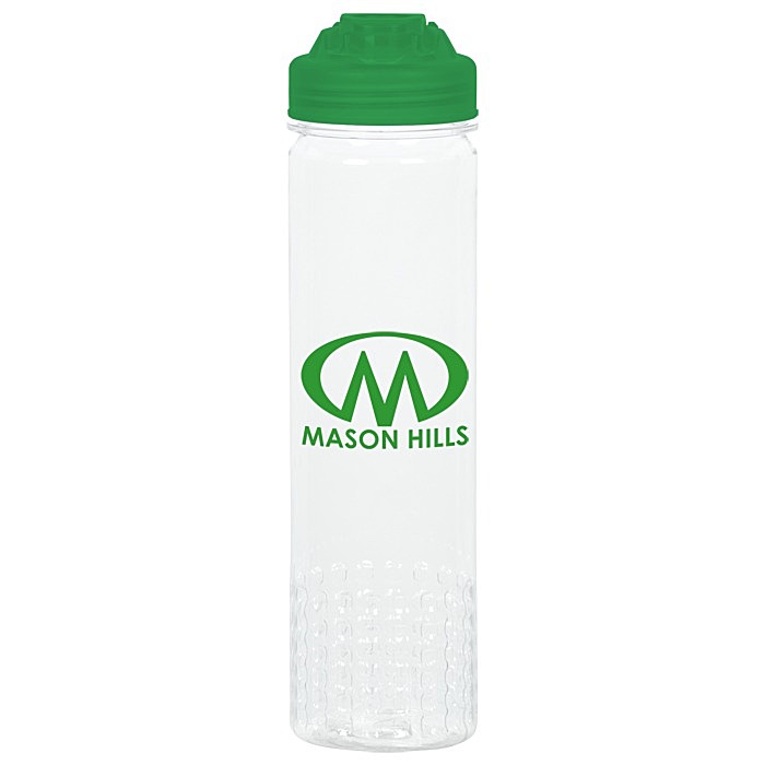 Custom PolySure Out of the Block Water Bottle with Flip Lid - 24 oz - Clear