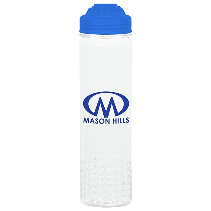 Custom PolySure Out of the Block Water Bottle with Flip Lid - 24 oz - Clear