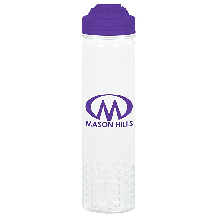 Custom PolySure Out of the Block Water Bottle with Flip Lid - 24 oz - Clear