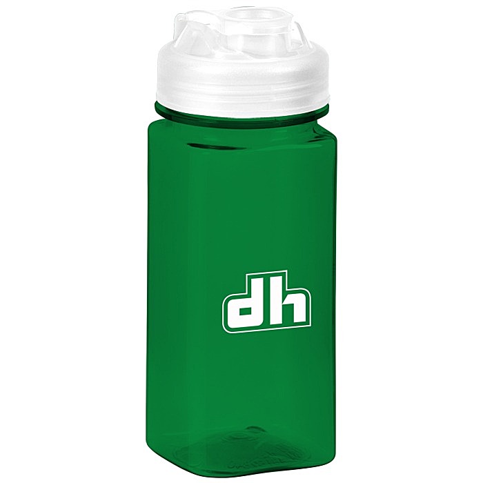 Custom PolySure Squared-Up Water Bottle with Flip Lid - 16 oz