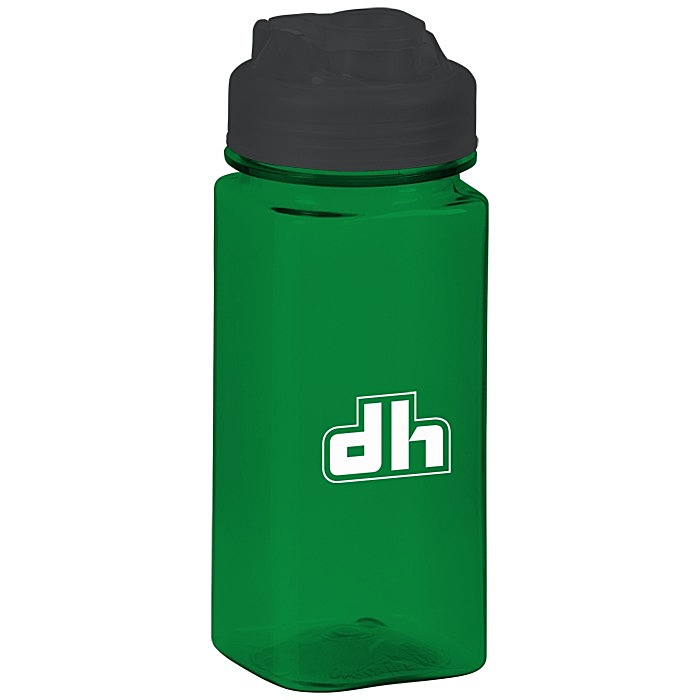 Custom PolySure Squared-Up Water Bottle with Flip Lid - 16 oz