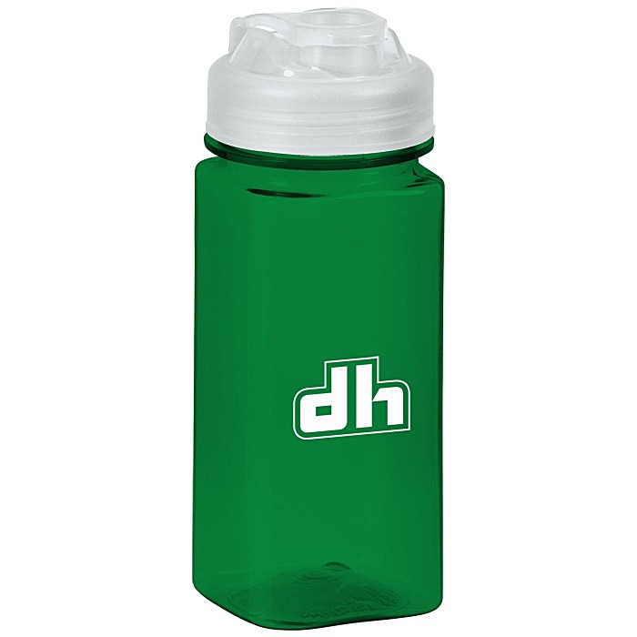 Custom PolySure Squared-Up Water Bottle with Flip Lid - 16 oz