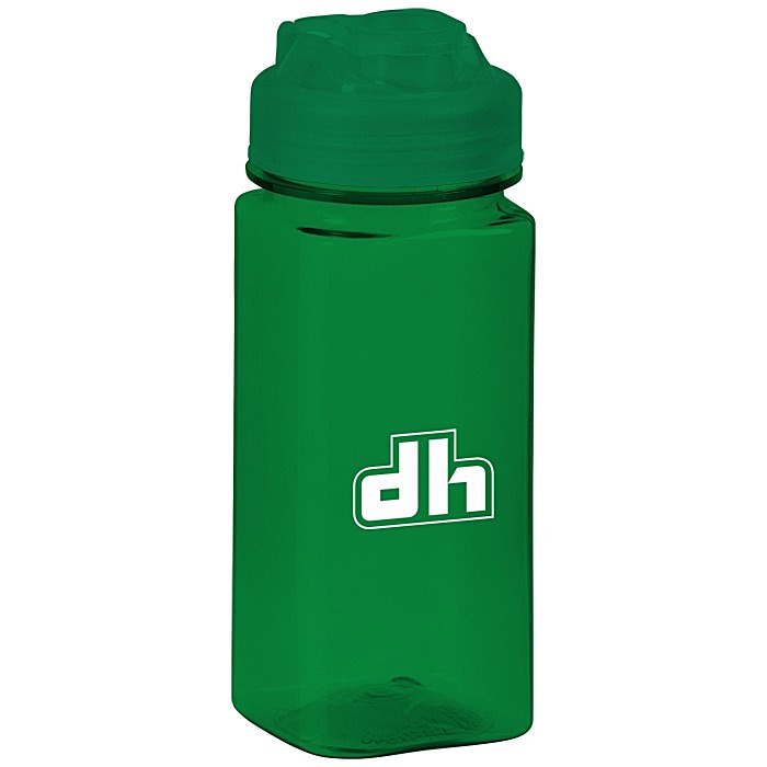 Custom PolySure Squared-Up Water Bottle with Flip Lid - 16 oz
