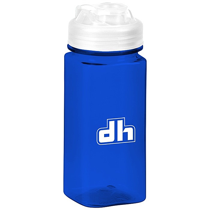 Custom PolySure Squared-Up Water Bottle with Flip Lid - 16 oz