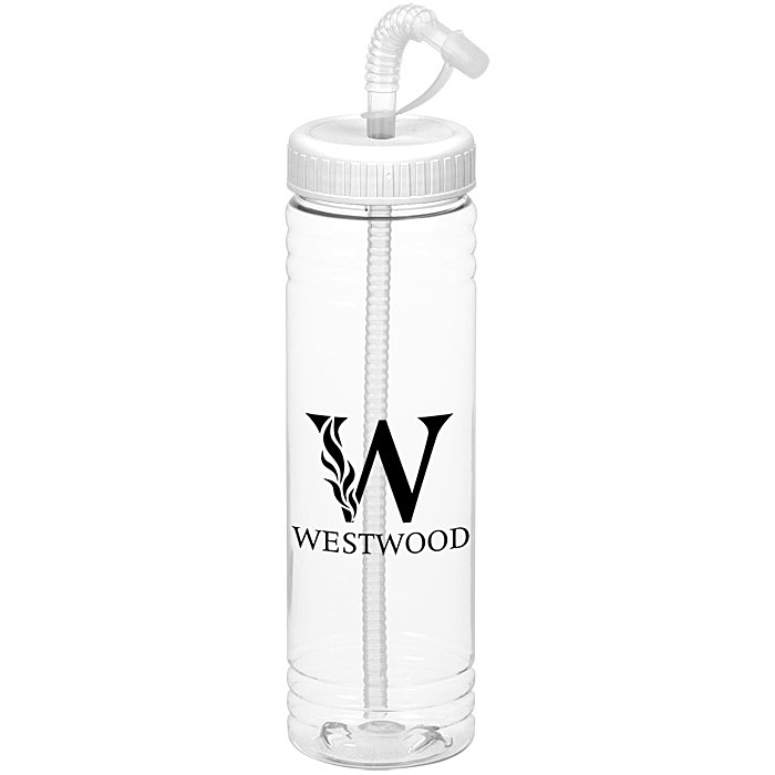 Custom Clear Impact Halcyon Water Bottle with Straw Lid - 24 oz