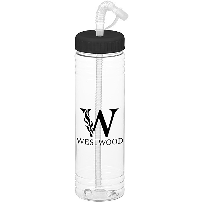 Custom Clear Impact Halcyon Water Bottle with Straw Lid - 24 oz