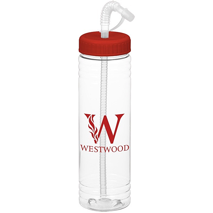 Custom Clear Impact Halcyon Water Bottle with Straw Lid - 24 oz