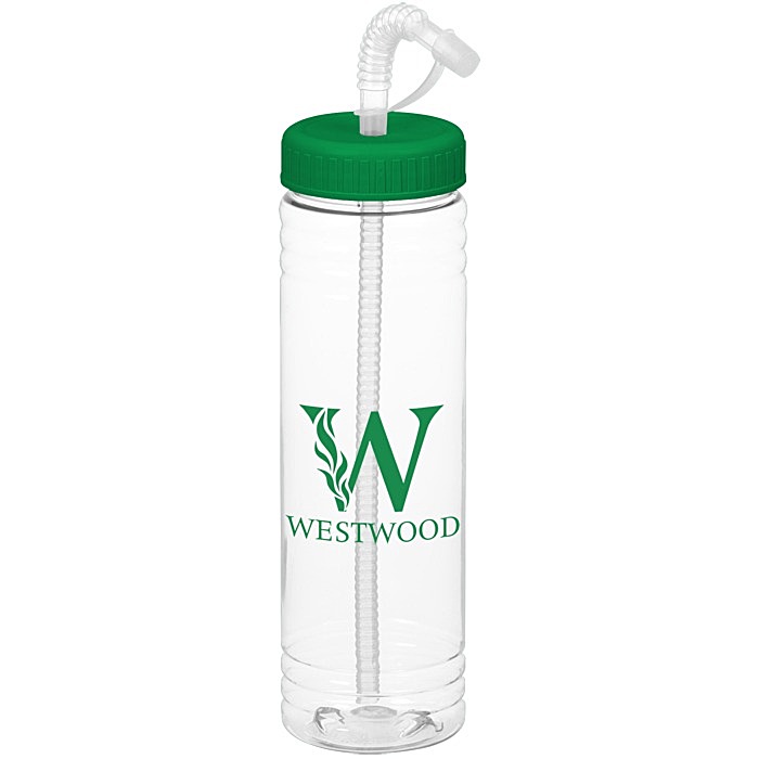 Custom Clear Impact Halcyon Water Bottle with Straw Lid - 24 oz