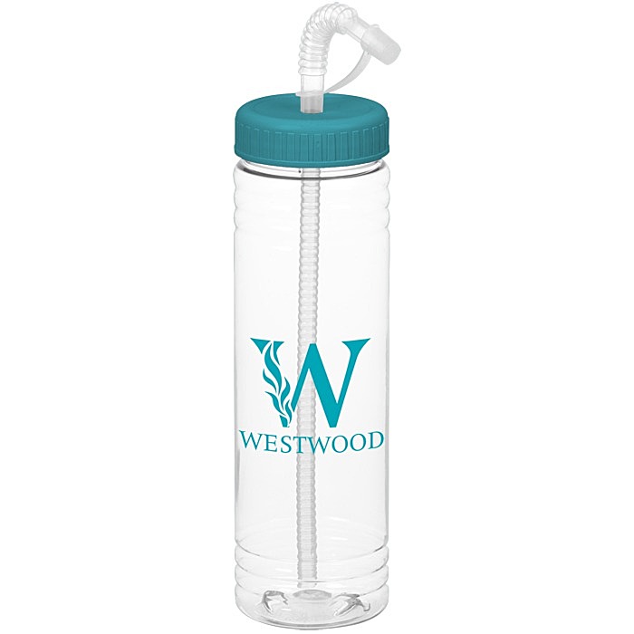 Custom Clear Impact Halcyon Water Bottle with Straw Lid - 24 oz
