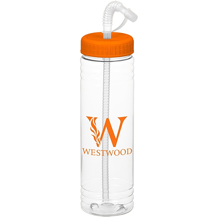 Custom Clear Impact Halcyon Water Bottle with Straw Lid - 24 oz