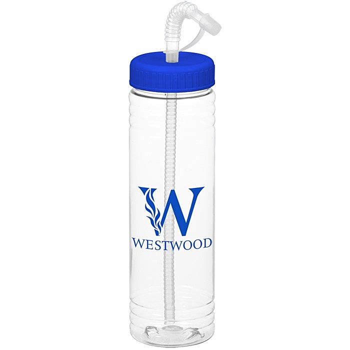 Custom Clear Impact Halcyon Water Bottle with Straw Lid - 24 oz