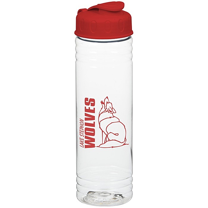 Custom Clear Impact Halcyon Water Bottle with Flip Lid - 24 oz